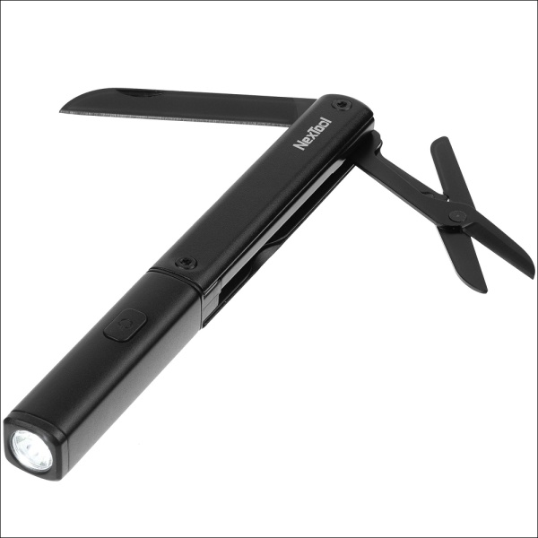 Мультиинструмент NexTool N1 с фонариком, Type-C (нож + ножницы), черный